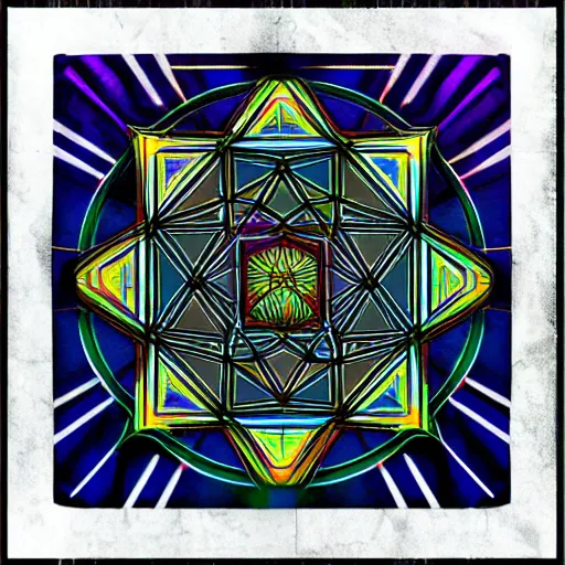 Image similar to sacred geometry cyberpunk heaven, brilliant 8k colors, digital photo realism