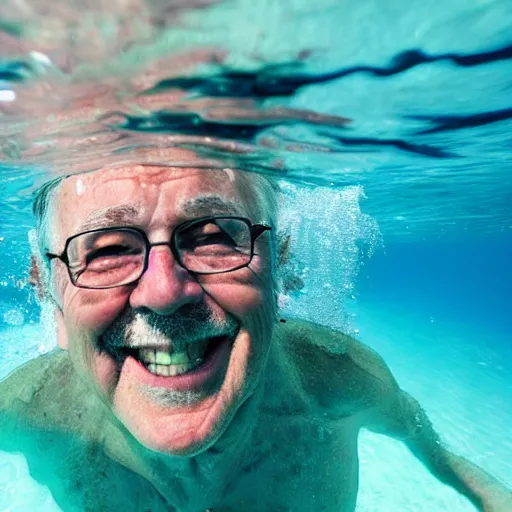 Image similar to a smiling old man hidden under water