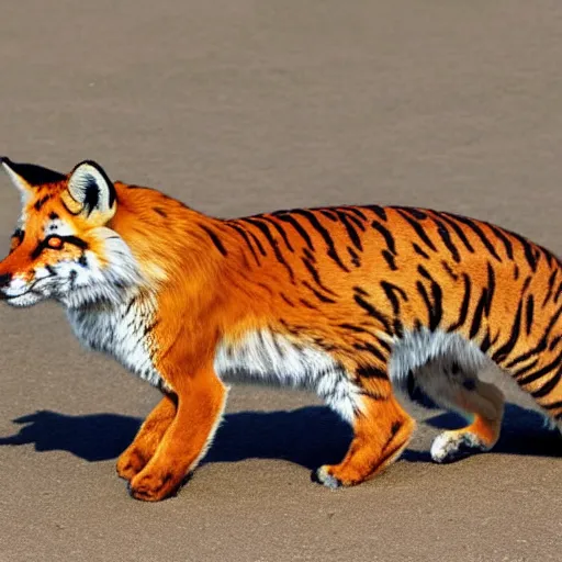 Prompt: half fox half tiger