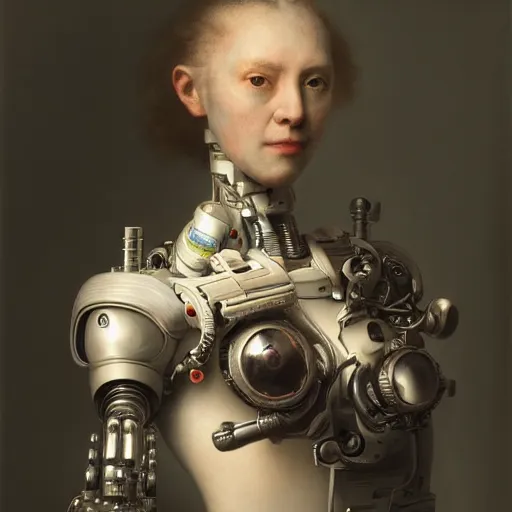 Image similar to Ultra detailed, 4K Portrait of a Cyborg by Rachel Ruysch