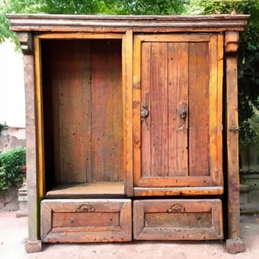 Image similar to old wooden Wardrobe with drawers in mexican style