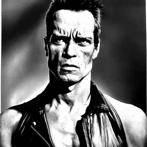 Image similar to the terminator, richard avedon large format film portrait black and white