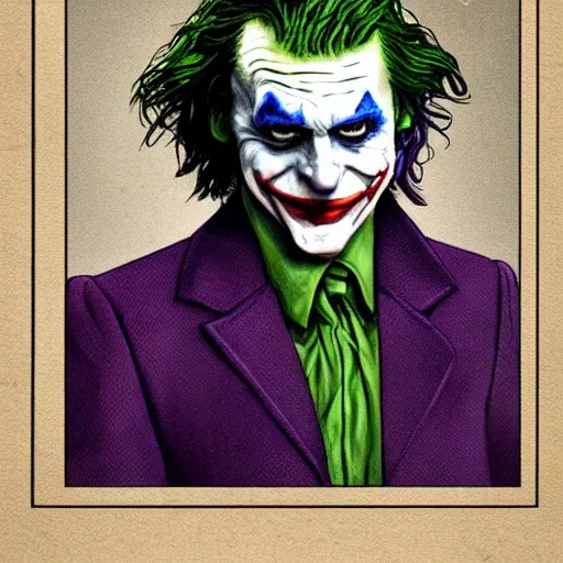 Image similar to The joker in a old Historian portrait 4K quality