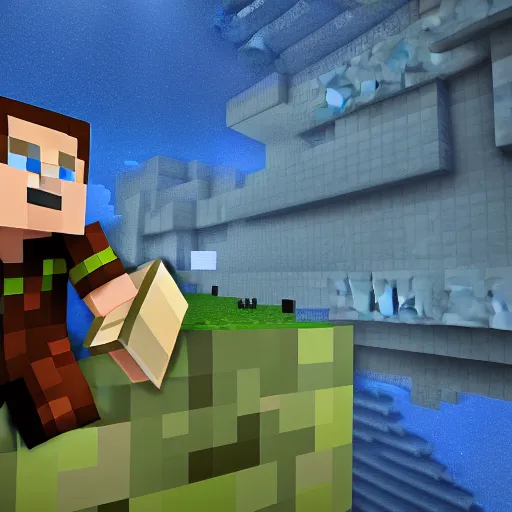 Image similar to Steve from Minecraft, Minecraft Steve is falling into the dark frightening abyss, dramatic