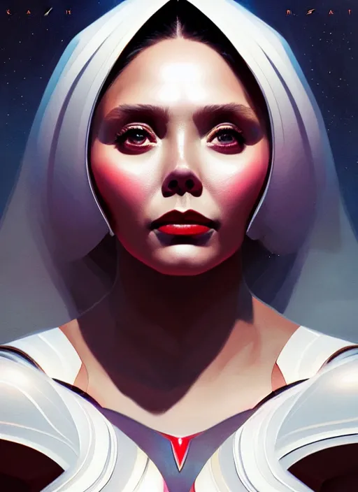 Image similar to portrait of modern darna, elizabeth olsen, intricate, elegant, glowing lights, highly detailed, digital painting, artstation, glamor pose, concept art, smooth, sharp focus, illustration, art by wlop, mars ravelo and greg rutkowski