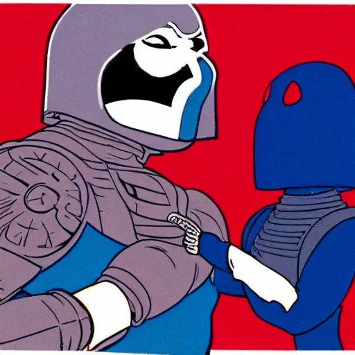 Prompt: Joe Biden wrestling with Cobra Commander. 1980s animation.