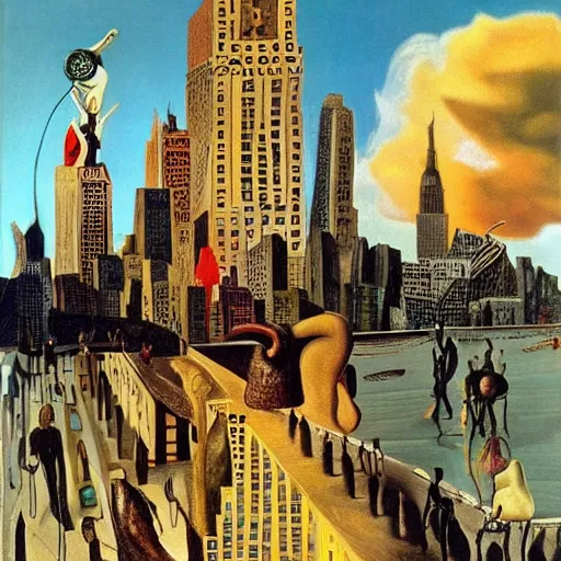 Prompt: new york city, salvador dali