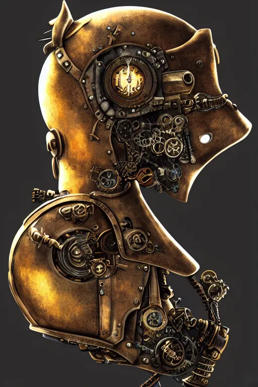 Image similar to steampunk helmet fantasy art mask robot ninja stylized digital illustration sharp focus, elegant intricate digital painting artstation concept art global illumination ray tracing advanced technology chaykin howard and campionpascale and cooke darwyn and davis jack