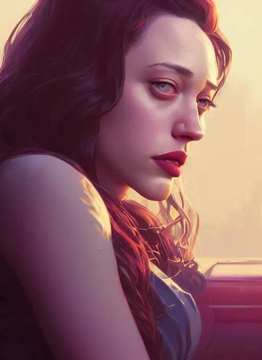 Image similar to Highly detailed portrait of Kat Dennings, in GTA V, Stephen Bliss, unreal engine, fantasy art by Greg Rutkowski, Loish, Rhads, ferdinand knab, Makoto Shinkai and Lois van baarle, ilya kuvshinov, rossdraws, Tom Bagshaw, global illumination, radiant light, detailed and intricate environment