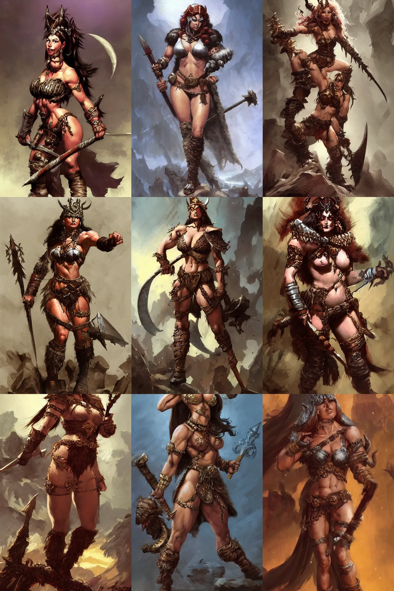 Prompt: the barbarian queen, D&D character art, a fantasy digital painting by Frank Frazetta, trending on Artstation, highly detailed