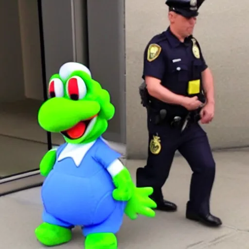 Prompt: yoshi getting arrested for tax evasion