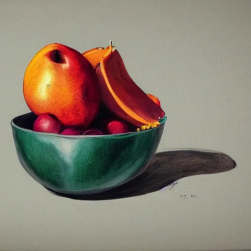 Image similar to Non-existent fantasy style fruit, fantastic colors, still life drawings.