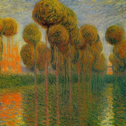 Image similar to A beautiful photograph. It has no visible auditory organs, just eyes, human eyes, hundreds of them, in the ends of stalks that radiate from its body like some exotic fruit. dutch golden age, iStock by Claude Monet ecstatic