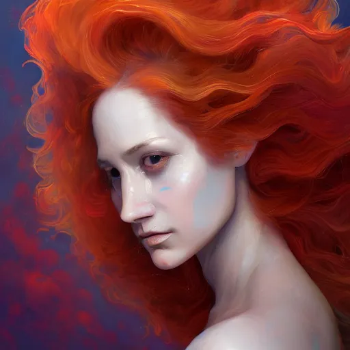 Image similar to a painting of a woman who made of curly and transparent feathers cloud with red edges is holding a sword, a digital painting by charlie bowater, made of curly and transparent feathers and cloud, metaphysical painting, speedpainting, digital painting, holographic undertones, highly saturated colors, 4 k, digital art, concept art, trending on artstation