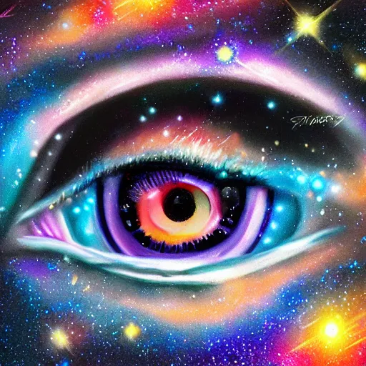 Image similar to galaxy in the eye 👁️ , high quality, high details, digital art,