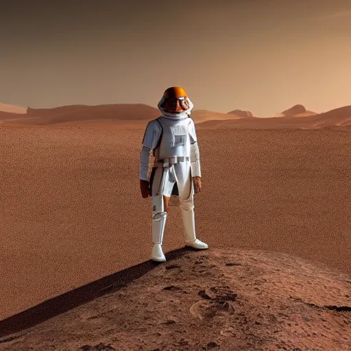 Image similar to photo of Luke skywalker on planet Mars, 8k,