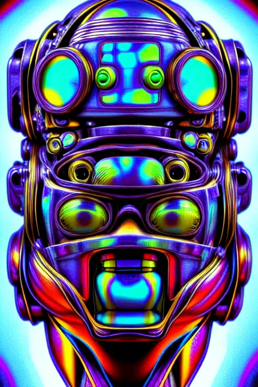 Prompt: maximalist detailed scifi robot head portrait. lowbrow scifi artwork by kidsquidy ø - cult and subjekt zero. ray tracing hdr polished sharp in visionary psychedelic fineart style inspired by beastwreck jimbo phillips and heavyhand