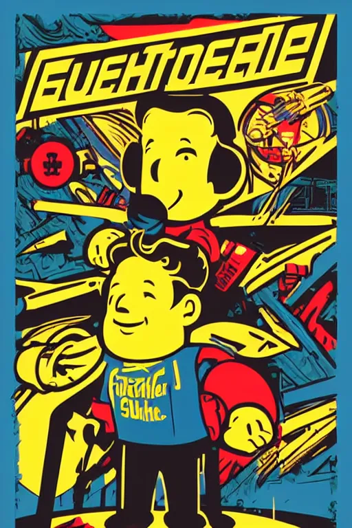 Image similar to fallout 7 6 retro futurist illustration art by butcher billy, sticker, colorful, illustration, highly detailed, simple, smooth and clean vector curves, no jagged lines, vector art, smooth andy warhol style