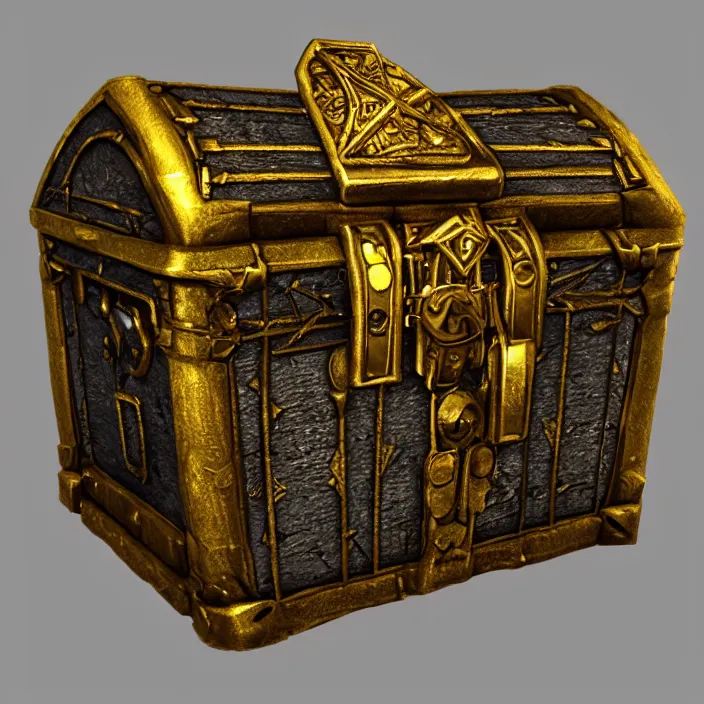 cinematic study of a fantasy chest containing gold and, Stable Diffusion