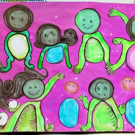 Image similar to a beautiful photo of baby aliens at kindergarten, very detailed, masterpiece, photorealistic