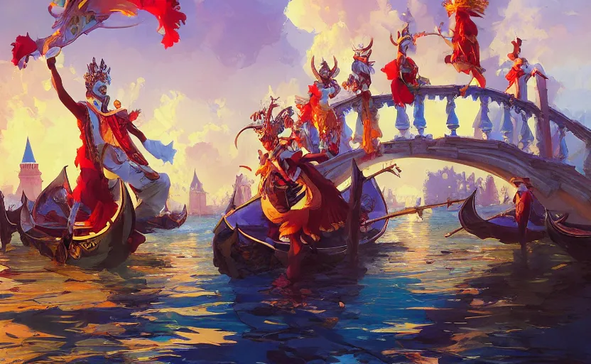 Image similar to the enchanted venice carnival dream with venitian masked people, behance hd artstation by jesper ejsing, by rhads, makoto shinkai and lois van baarle, ilya kuvshinov, ossdraws