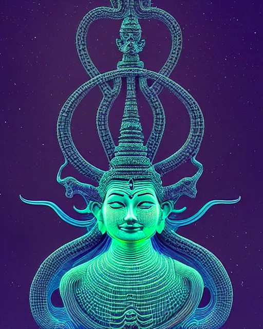 Image similar to 3 d ornate cosmic shiva with profile portrait, sigma 5 0 0 mm f / 5. beautiful intricate highly detailed quetzalcoatl skull. bioluminescent, plasma, lava, ice, water, wind, creature, thunderstorm! artwork by tooth wu and wlop and beeple and greg rutkowski, 8 k trending on artstation