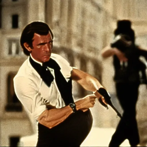 Prompt: a film still from a james bond movie in 1 9 7 5
