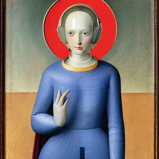 Image similar to a portrait of a female android by fra angelico