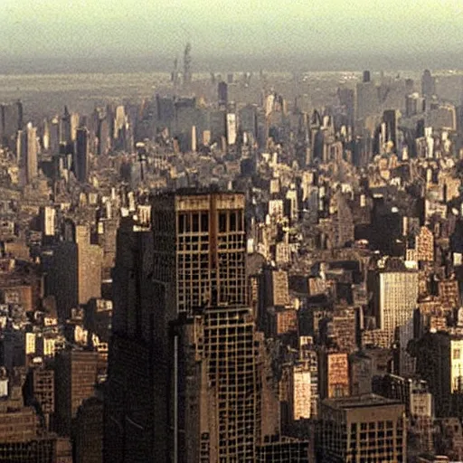 Image similar to jungle forest on the top of the empire state building, in american psycho ( 1 9 9 9 )