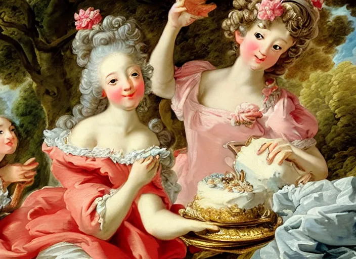 Image similar to rococo painting François Boucher high detail fancy cake