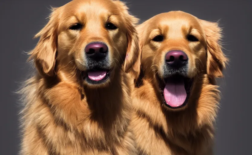 Prompt: portrait of a golden retriever, studio photography, magazine, press, 8 k