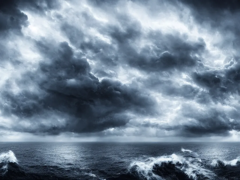 Image similar to detailed sea, layers, very detailed dark super storm, hyper realistic cloud vortex, impressive, very atmospheric, smoke boiling, cinematic, deep, very high complexity, stunning, masterpiece, weather photography, very detailed. 4 k