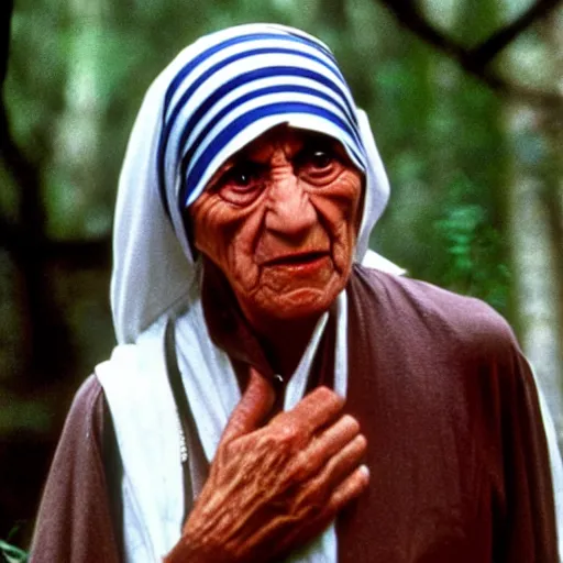 Image similar to A still of Mother Teresa as Rambo in Rambo First Blood