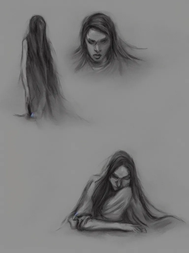 Image similar to grief concept art, blunt borders, rule of thirds