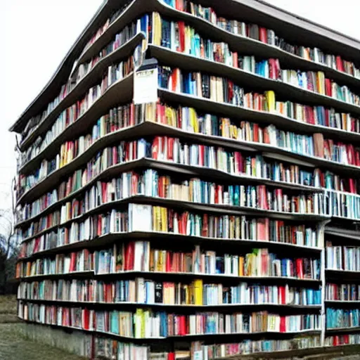 Image similar to a building made of books