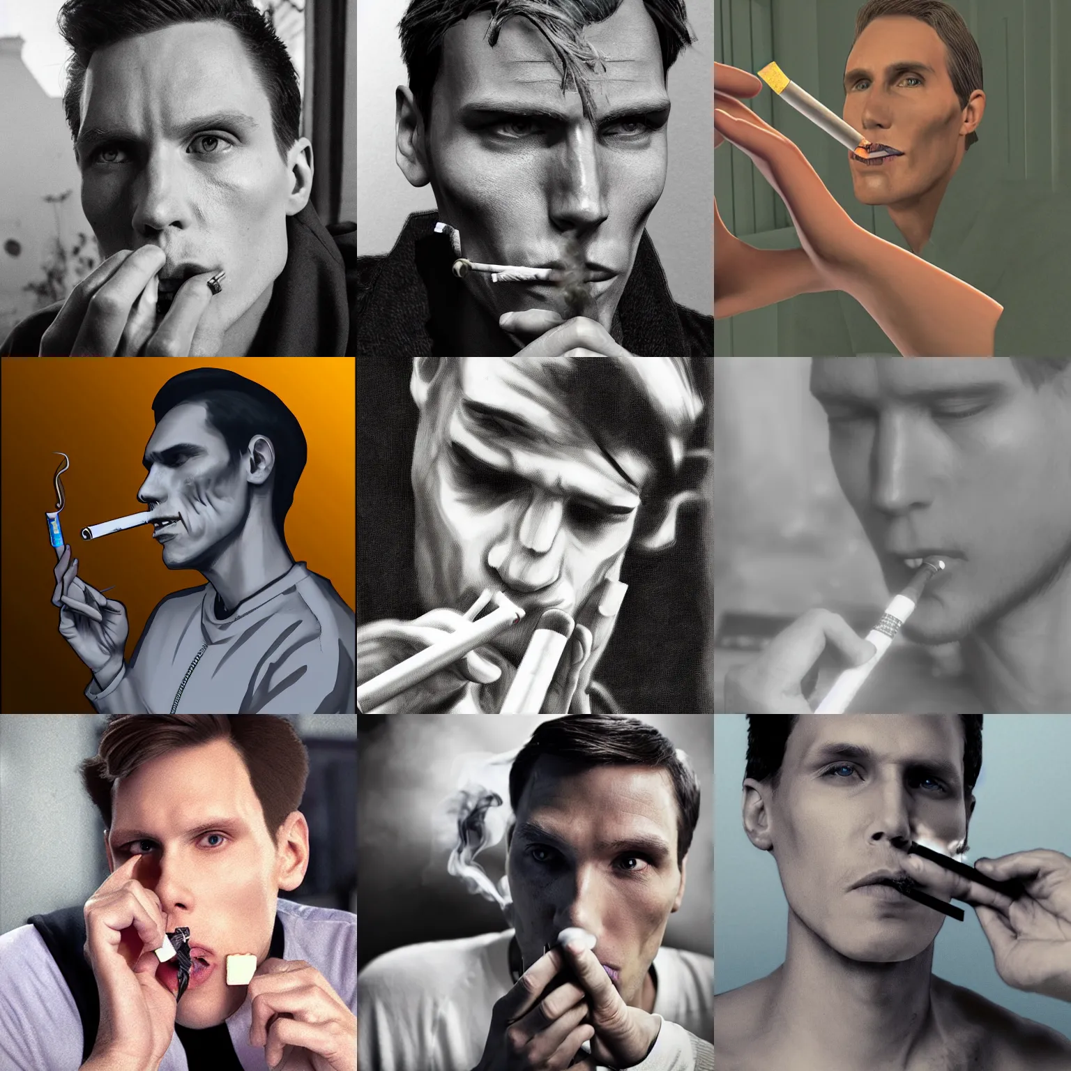 Prompt: jerma smoking a cigarette, twitch screenshot, detailed, photograph, 4k, photorealistic