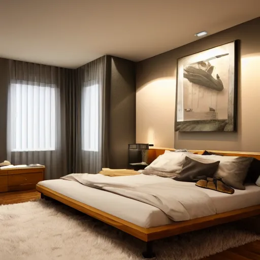 Image similar to 3 d render of bedroom of the 3 0 0 0 s