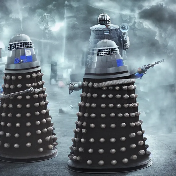 Image similar to donald trump as a dalek from doctor who, photorealistic, 4 k hd