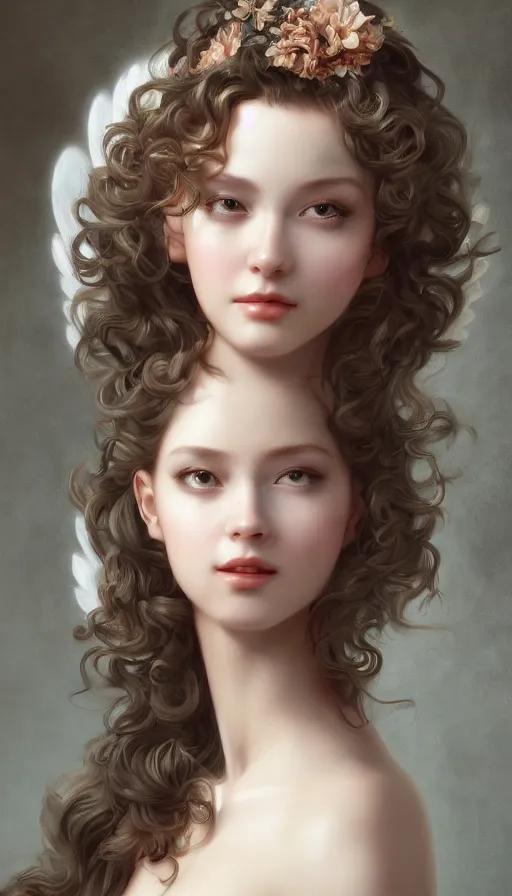 Image similar to rococo, baroque hair, angelic young female seductive - fine - face, pretty face, key visual, realistic shaded perfect face, fine details by stanley artgerm lau, wlop, nekro, james jean, andrei riabovitchev, marc simonetti, and sakimichan, trending on artstation