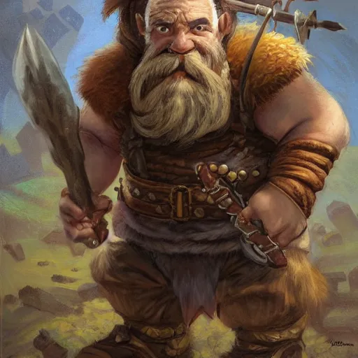 Prompt: dnd dwarf, strong, by Justin Gerard + Paul Bonner