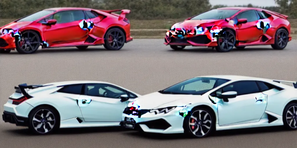 Image similar to honda civic in the shape of lamborghini huracan