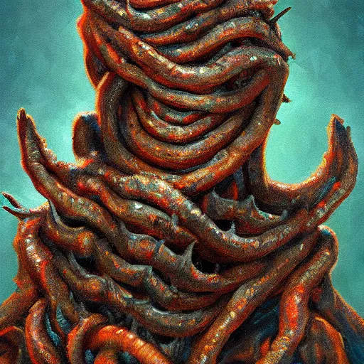 Image similar to oil painting of a horrifying eldritch abomination that just wants to be your friend, hypercute, sharp highlights, amazing textured brush strokes, accurate shape, cinematic soft volumetric studio lighting, 4k, VFX, HDR