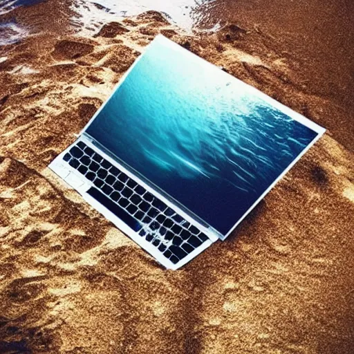 Image similar to a laptop surmerged in the sea