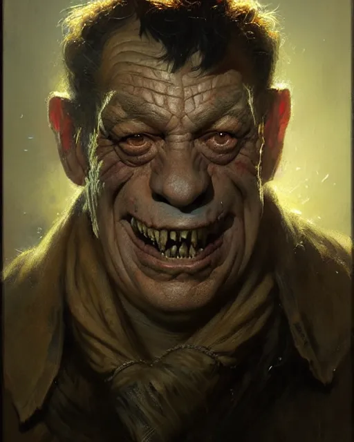 Image similar to portrait of lon chaney jr woldman universal pictures, fantasy character portrait, ultra realistic, concept art, intricate details, highly detailed by greg rutkowski, gaston bussiere, craig mullins, simon bisley