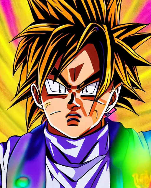 Image similar to juice wrld legends never die in the style of dragon ball z digital painting anime art