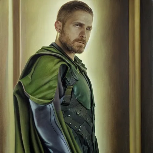 Prompt: surreal portrait painting of oliver queen in style of kenne gregoire, 4 k, highly detailed, epic lighting