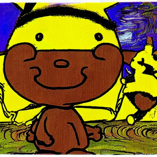 Image similar to charlie brown as pikachu artwork by affandi