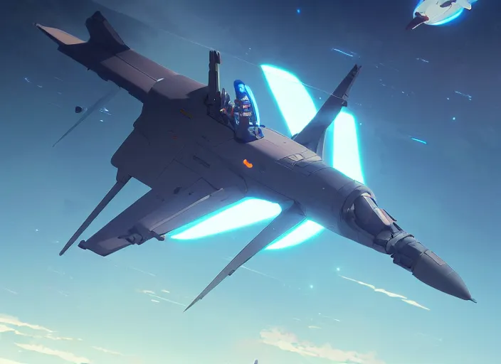 Prompt: portrait of futuristic figther jet rolling right, clear sky background, illustration concept art anime key visual trending pixiv fanbox by wlop and greg rutkowski and makoto shinkai and studio ghibli and kyoto animation, dcs world, tomcat geometry, symmetrical, volumetric lighting, transparent black windshield