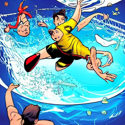 Prompt: underwater soccer championship, comic book style