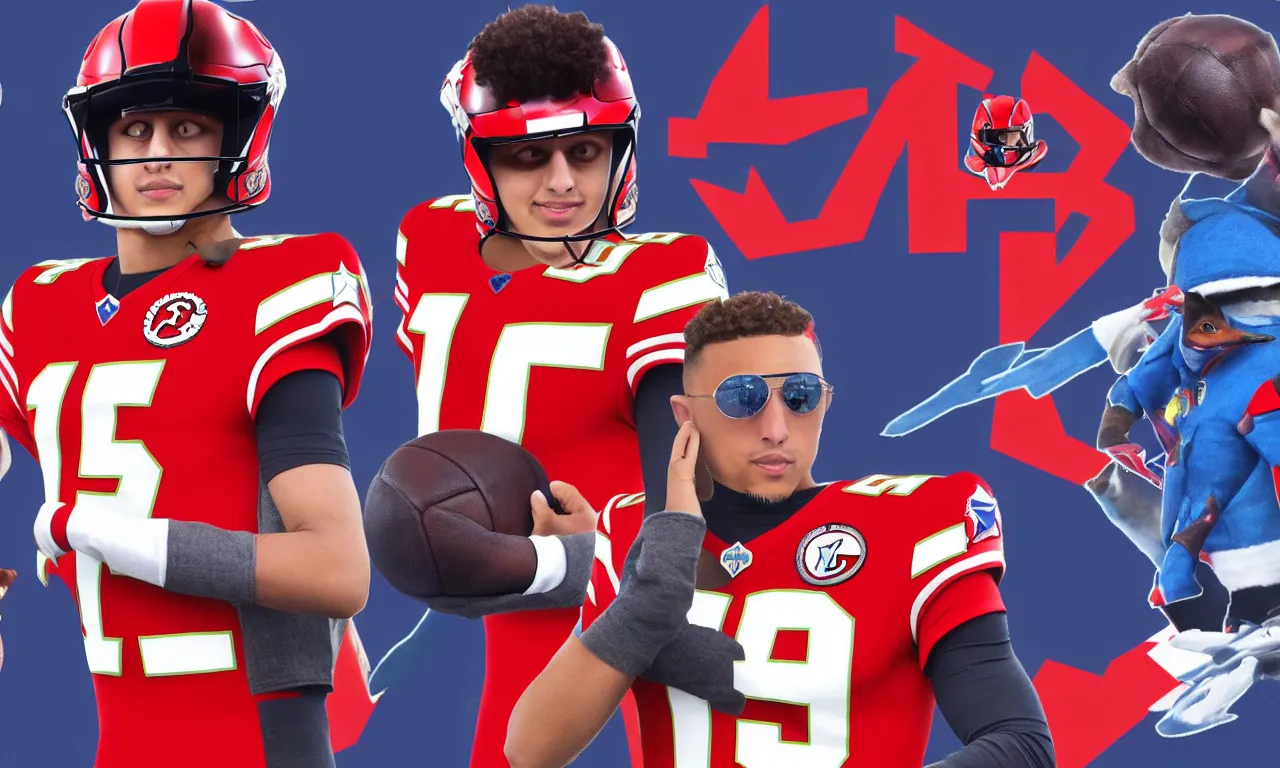 Prompt: short patrick mahomes dressed like star fox